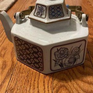 Vintage six sided French teapot